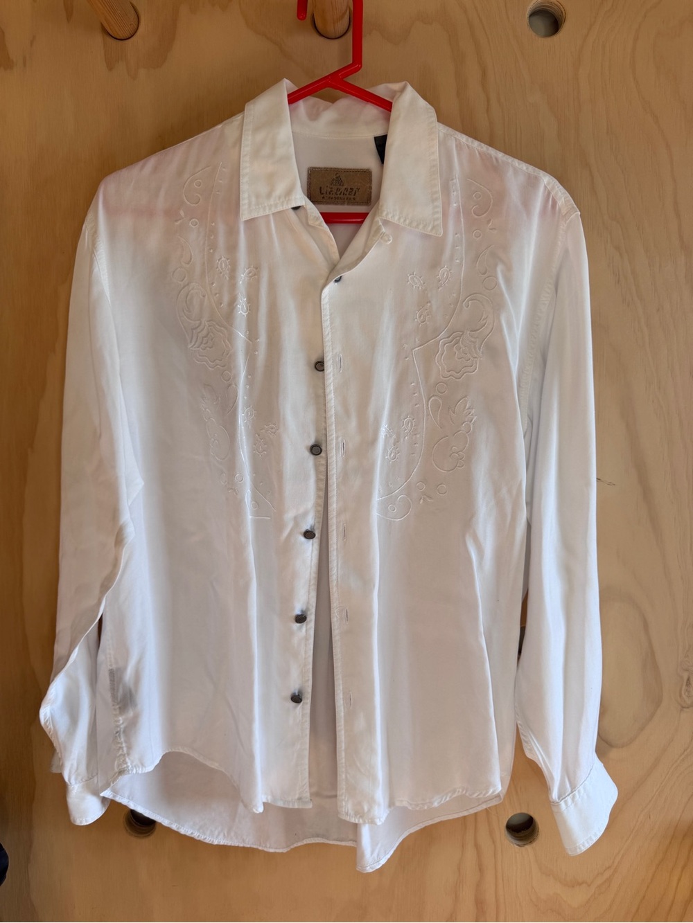 Embroidered Button-Down Shirt - White